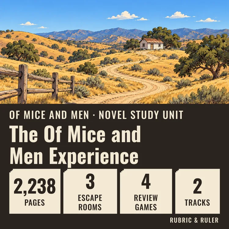 Cover of The Of Mice and Men Experience: Complete Novel Study Unit, Escape Rooms, Games